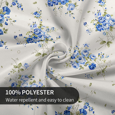 Spring Summer Blue Floral Tablecloth Round 60 Inches Elegant Watercolor Flower Tablecloth Polyester Washable Table Cover Table Cloth for Kitchen Dining Room Outdoor Picnic Patio Party