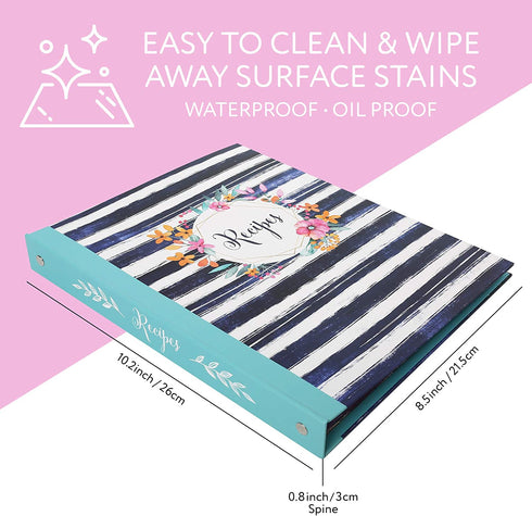 LotFancy Recipe Binder, 8.5 x 10.2, with 60 Blank Recipe Cards 4x6, 30 Plastic Page Protectors, 3 Tabbed Dividers, 6 Labels - Kitchen Recipe Card Cookbook Binder Organizer Kit