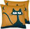 Cotinga Decorative Pillow Covers | 16 inch x 16 inch | Set of 2 | Throw Pillow Cover, Cushion Cover, Pillowcase | Home Decor for Sofa Couch Patio Bed Chair (Cat Pattern | Gamboge Yellow)
