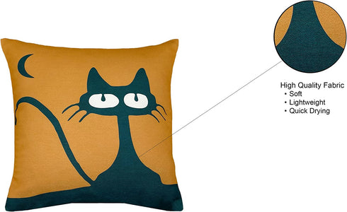 Cotinga Decorative Pillow Covers | 16 inch x 16 inch | Set of 2 | Throw Pillow Cover, Cushion Cover, Pillowcase | Home Decor for Sofa Couch Patio Bed Chair (Cat Pattern | Gamboge Yellow)
