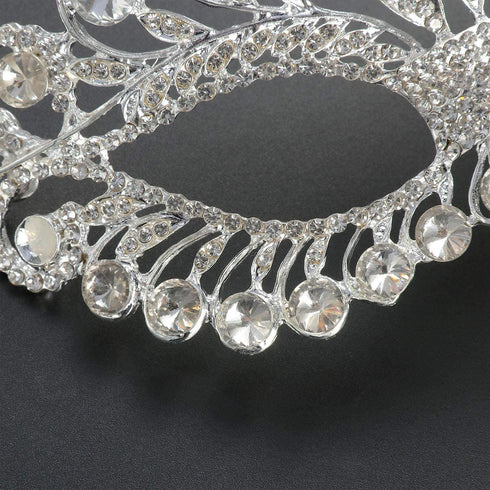 OULII Masquerade Mask Luxury Diamond Rhinestone Fancy Mask Party Crown Mask for Women Lady