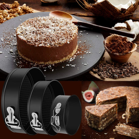 Springform Pan set?Nonstick Leakproof 3pcs(4"/7"/9") Cake Pan Bakeware Cheesecake Pan with 50 Pcs Parchment Paper Liners by MASSUGAR (3)
