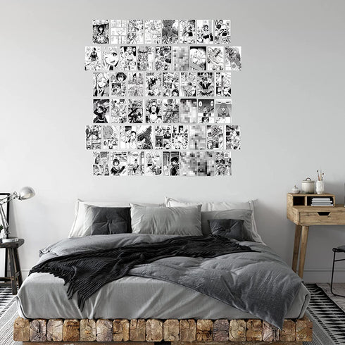 TICIAGA 50PCS Anime Panel Aesthetic Pictures Wall Collage Kit, Anime Style Photo Collection Dorm Decor for Teens&Young Adults, Wall Prints Kit, Small Posters for Room Bedroom Aesthetic