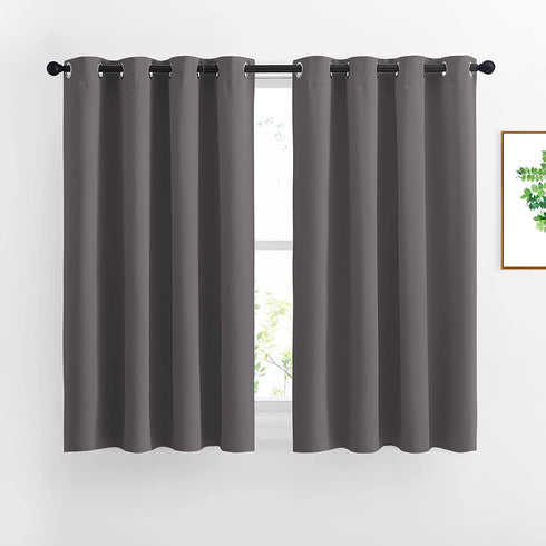 NICETOWN Blackout Curtains Panels for Bedroom - Window Treatment Thermal Insulated Solid Grommet Blackout Drapes for Living Room (Set of 2 Panels, 52 by 45 Inch, Grey)