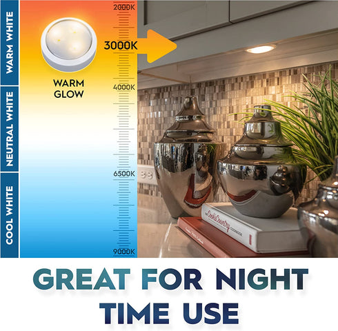 Brilliant Evolution LED Puck Light | Wireless LED Under Cabinet Lighting | Under Counter Lights for Kitchen | Battery Operated Lights | Under Cabinet Light | Battery Powered Lights (3-Pack)
