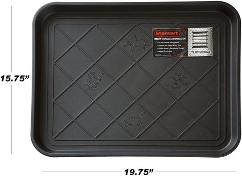 Stalwart 75-ST6013 All Weather Boot Tray €“ Water Resistant Plastic Utility Shoe Mat €“ Indoor Outdoor Doormats for Use in All Seasons, Small, Black