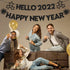 Hello 2022 Happy New Year Banner - NO DIY, Black Glitter | Happy New Year Sign for New Years Eve Party Supplies 2022 | Happy New Year Decorations 2022 | New Years Eve Banner for NYE Decorations 2022