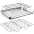 Baking Sheet and 2-Tier Cooling Racks Set, P&P CHEF Stainless Steel Baking Pan Tray with Stackable Cooking Wire Rack for Cookie Bacon Meat, Uncoated & Non-toxic , Mirror Finish& Dishwasher Safe - 3Pcs