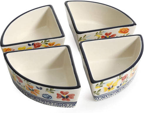 Gibson Elite Hand-Painted Dinnerware Set, 4-Section Tidbit Dish w/Metal Rack, Luxembourg