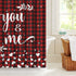 AVOIN colorlife Valentine's Day Red Shower Curtain, 72 x 72 Inch You and Me Buffalo Plaid Decorative Waterproof Bath Curtain Set with 12 Hooks