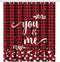 AVOIN colorlife Valentine's Day Red Shower Curtain, 72 x 72 Inch You and Me Buffalo Plaid Decorative Waterproof Bath Curtain Set with 12 Hooks