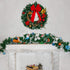 FUNARTY 22 Inches Christmas Wreath with Lights Poinsettia Golden Berries and Bowknot for Front Door Winter Christmas Indoor Outdoor Holiday Decor