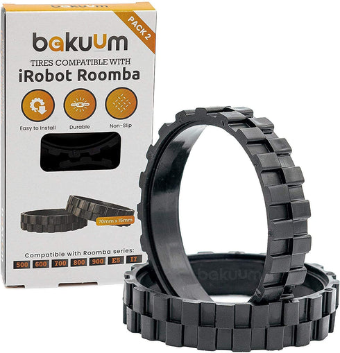 Tires for IROBOT ROOMBA Wheels Series 500, 600, 700, 800, 900 e5 e6 i7 (Pack of 2) Anti-slip, Great Adhesion and Easy Assembly. (Black)