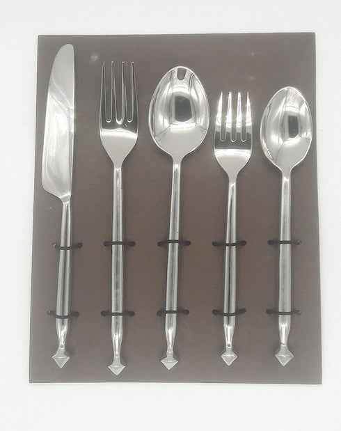 Stainless-Steel 5 Piece Premium Flatware Sets Including 2 Spoon 2 Fork and 1 Knife Easy Grip