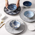 Y YHY Ceramic Bowls, Japanese Rice Bowl, Cereal Bowls for Kitchen, 16oz Blue Bowl Set of 4, Assorted Designs, Microwave and Dishwasher Safe