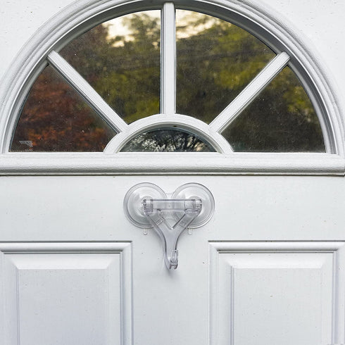 Lites-Up Heavy Duty Double Suction Cup Hook Reusable Wreath Hanger - Holds up to 25 LBs - Set of 2