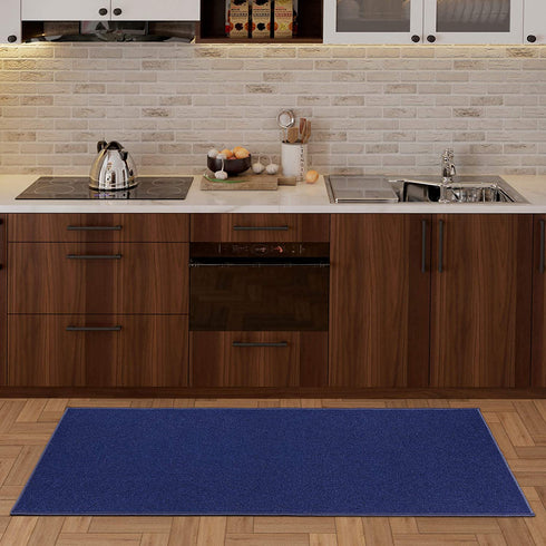 Sweet Home Stores Sweethome Collection Solid Design Rubberback Runner Rug, 2'3" x 6', Navy
