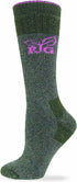 Realtree Girl Women's Heavy Wool Blend Boot Socks (1-Pair), Olive, Medium