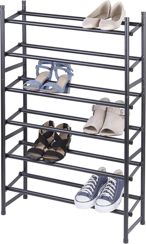 Richards Homewares Stackable Telescoping Shoe Rack, 2-Tier Holds Upto 20-Pair, Matte Black