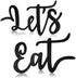 2 Pieces Wooden Let's Eat Sign, Rustic Black Cutout Eat Kitchen Decor, Kitchen Hanging Wall Plaque Farmhouse Wall Sign for Home Kitchen Dining Living Room Decoration