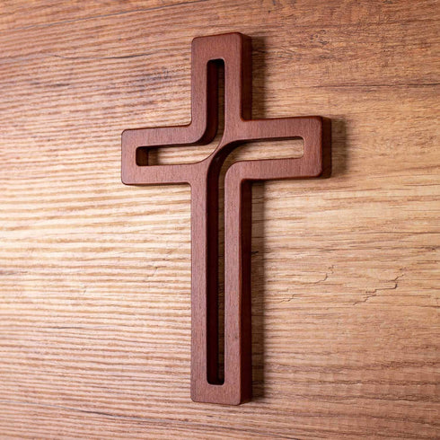 4Soul Wall Cross | Wooden Cross For Wall | Home wall decor | Decorative Hanging Cross 10 Inch (Brown)