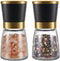 Gold Salt and Pepper Grinder Set Stainless steel Salt and Pepper Shaker Set Gold Ceramic Adjustable Coarseness Spice Grinder Black Peppercorn Sea Salt Mill Home Kitchen Gift
