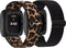 2 Pack Elastic Bands Compatible with Fitbit Versa 2 / Versa/Versa Lite/Versa SE for Women Men, Adjustable Nylon Sport Stretchy Wristband for Fitbit Versa/Versa 2 (Black+Leopard)
