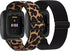 2 Pack Elastic Bands Compatible with Fitbit Versa 2 / Versa/Versa Lite/Versa SE for Women Men, Adjustable Nylon Sport Stretchy Wristband for Fitbit Versa/Versa 2 (Black+Leopard)