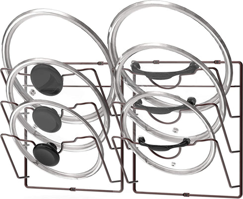 2 Pack - Simple Houseware Cabinet Door/Wall Mount Pot Lid Organizer Rack, Bronze