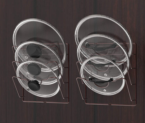 2 Pack - Simple Houseware Cabinet Door/Wall Mount Pot Lid Organizer Rack, Bronze