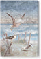 Ocean Beach Canvas Wall Art for Bedroom Abstract Seaside Seagull Seascape Painting Coastal Picture Perching Bird by The Sea Shore Framed Artwork for Bathroom Living Room Office Decor 16x24inch