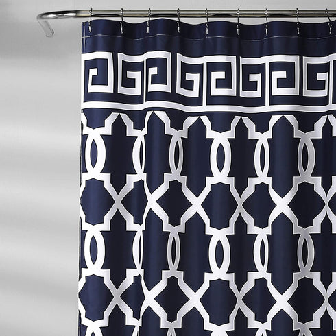 Lush Decor Navy Maze Border Shower Curtain 72X72, 72" x 72"