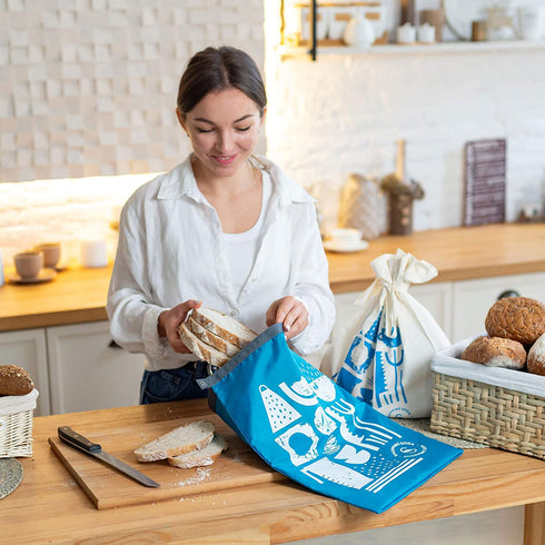 Large Reusable Freezer Bread Bag - Bread Storage Container for Homemade Bread Loaf, Reusable Bread Bag for Homemade Bread Large, Bread Box Gift for Bread Maker, Keep Bread Fresh with Zero Waste