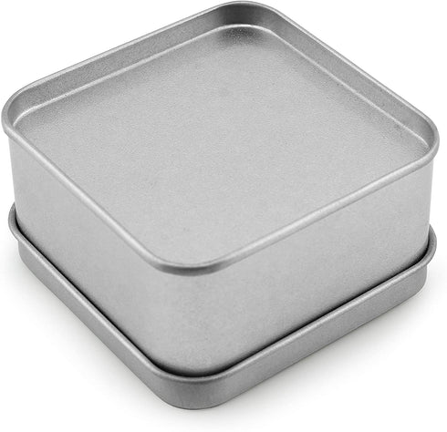 Cornucopia Square Silver Metal Tins w/View Window (12-Pack); Empty 1/2 Cup / 4-Ounce Capacity Clear Top Metal Boxes Great for Candles, Candies, Gifts, Balms & Treasures