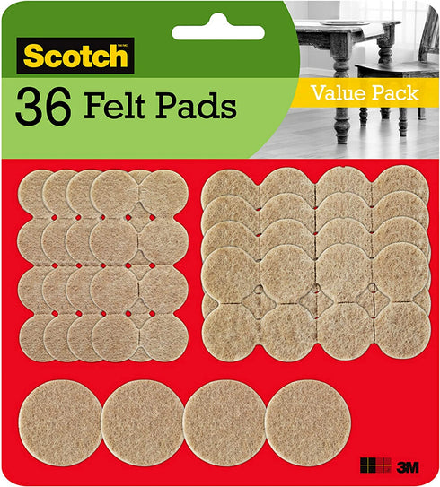Scotch SP842-NA Felt Pads, 36 Count (Pack of 1), Beige