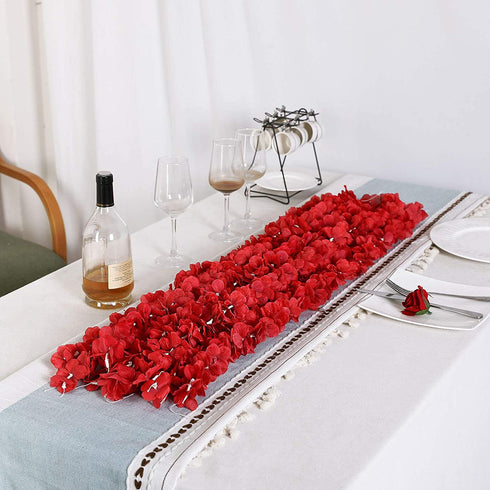 Hawesome 33Ft Artificial Flowers Red Hydrangea Garlands Silk Wisteria Vines Home Decor Party Wedding Garden Decoration Pack of 10 (Red)