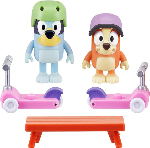 Bluey Vehicle 2-Pack, 2.5-3" Bluey & Bingo Articulated Figures - Scooter Time