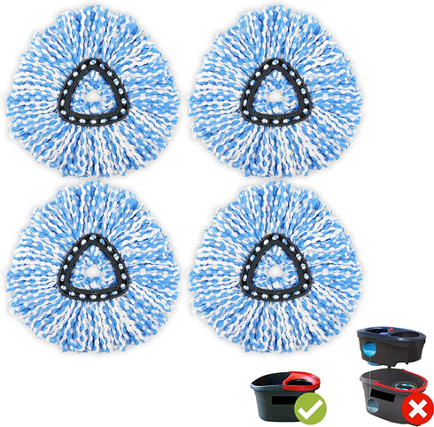 4 Pack Spin Mop Head Refill Microfiber Mop Refills for Triangle Mop-Head, Easy Cleaning Mop Head Replacement (Blue)