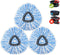3 Pack Spin Mop Head Refill Microfiber Mop Refills for Triangle Mop-Head, Easy Cleaning Mop Head Replacement (Blue)
