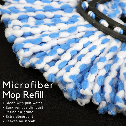 4 Pack Spin Mop Head Refill Microfiber Mop Refills for Triangle Mop-Head, Easy Cleaning Mop Head Replacement (Blue)