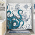 DESIHOM Cool Octopus Shower Curtain Anime Nautical Shower Curtain Teal Kraken Shower Curtain Sailboat Pirate Shower Curtain Polyester Fabric-72" x 72"