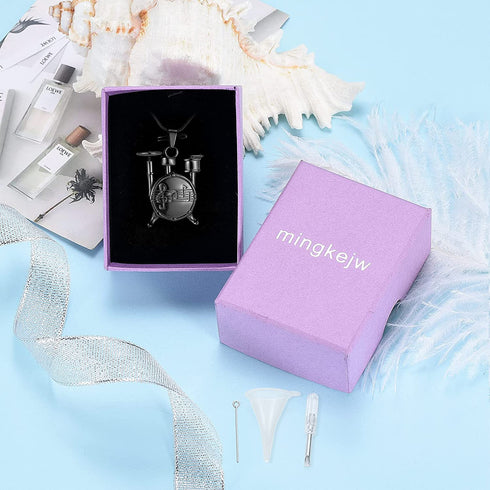 mingkejw Cremation Jewelry Drum kit Set Music Urn Necklace for Ashes for Women Men Memorial Keepsake Human Ashes Pnedant