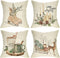 Ussap Warm Winter Wishes Decorative Throw Pillow Cover Set of 4, Reindeer Elk Skating Boots Let It Snow Decoration, Christmas Pine Tree Cones Candle Hot Cocoa Farmhouse Sofa Cushion Case Decor 18 x 18