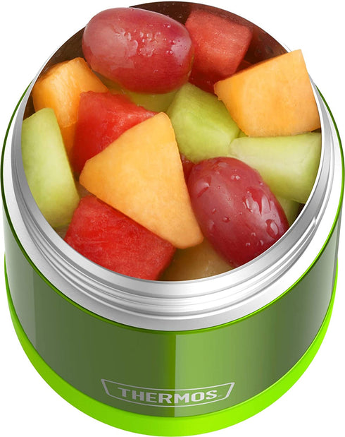 THERMOS FUNTAINER 10 Ounce Stainless Steel Vacuum Insulated Kids Food Jar, Lime Green
