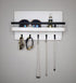 Ripple Creek Key Holder for Wall and Mail Shelf, Decorative Wooden Wall Rack for Keys, Letters, Bills - Pine Wood Unique and Industrial Decor, Perfect for Entryway, Kitchen (Washed White, Large)