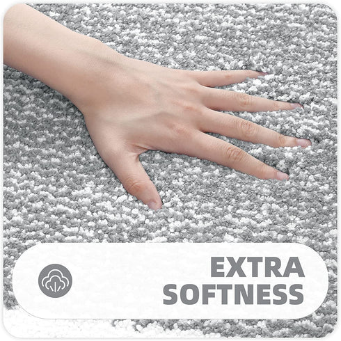 Color G Bathroom Rug Mat, Ultra Soft and Water Absorbent Bath Rug, Bath Carpet, Machine Wash/Dry, for Tub, Shower, and Bath Room (16"x24",Grey and White)