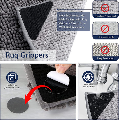 AIDEA Bathroom Rugs-30 x20'', Chenille Bath Mat for Bathroom Highly Absorbent Shower Mat, Non Slip Bath Rugs, Soft and Cozy, Machine Washable & Dry Bathmat, Microfiber Bath Room Floor Mats-Grey