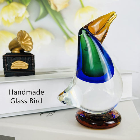 SLMYUER Hand Blown Glass Birds,Blown Glass Ornaments, Glass Bird Decoration, Decorative Ornaments, Animal Statue, Home & Office Decoration Ornaments