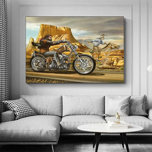 LVUPIIG Ghost-Rider Motorcycle Rider Poster Decorative Painting Canvas Wall Art Living Room Posters Bedroom Painting 16x24inch(40x60cm)