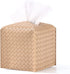 LURRIER Tissue Box Cover, Modern Woven PU Leather Square Tissue Box Holder, Decorative Box for Bathroom Vanity Countertop, Night Stands, Office Desk & Car 5"x5"x5" (Sandy)